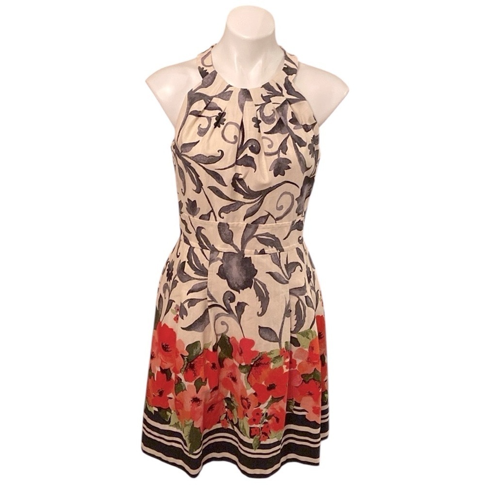 Eliza J Women’s Multicolored Floral Sleeveless Fit & Flare Halter Dress Size 8